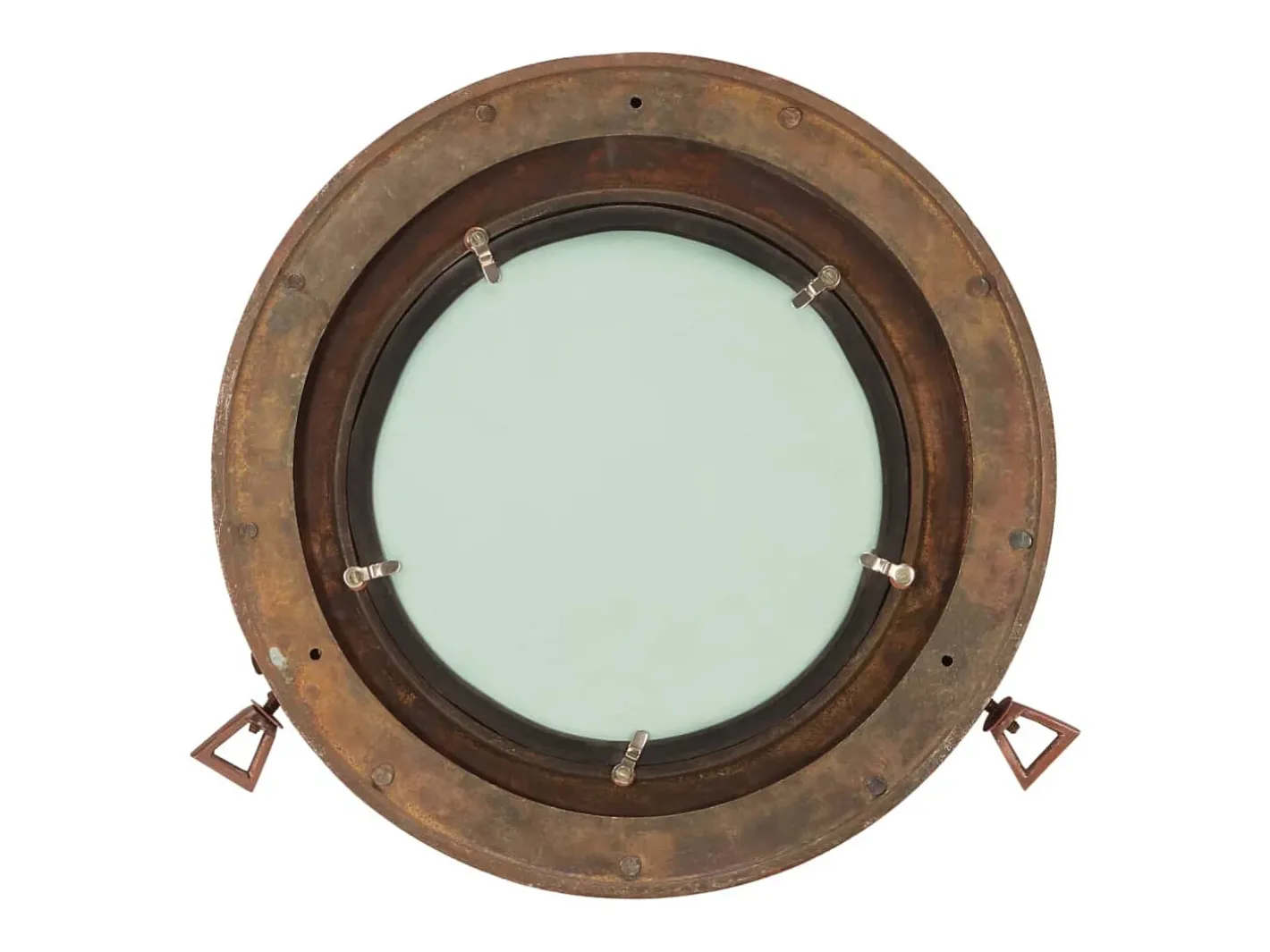 Espejo De Pared|Espejo-Espejo de ojo de buey de pared aluminio y vidrio Ø38 cm ES332883 Marru00f3n
