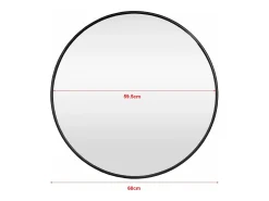 Helloshop26 Espejo de pared 60 cm de diámetro marco de aluminio 03_0007935 Negro Discount