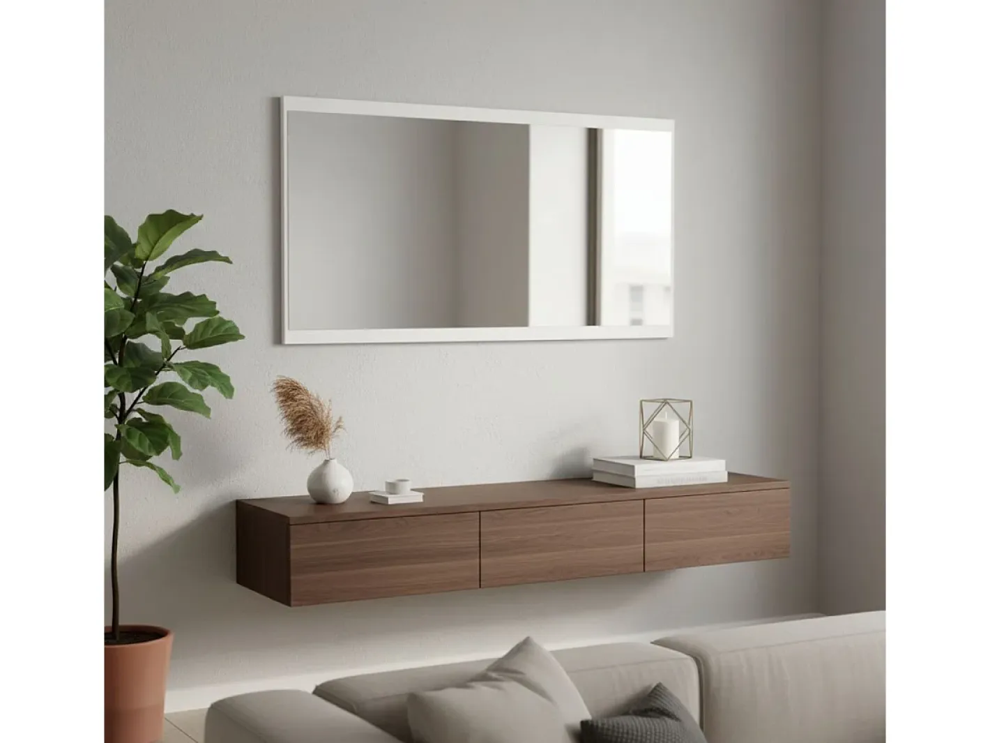 Outlet Espejo de pared Alice horizontal mate 51x96,6x1,9 cm Blanco