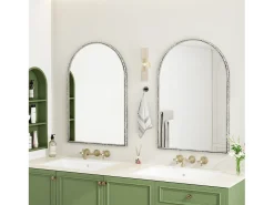 Espejo de pared arqueado con marco de hierro y cristal, color (65 x 2,5 x 91 cm) Plateado Clearance