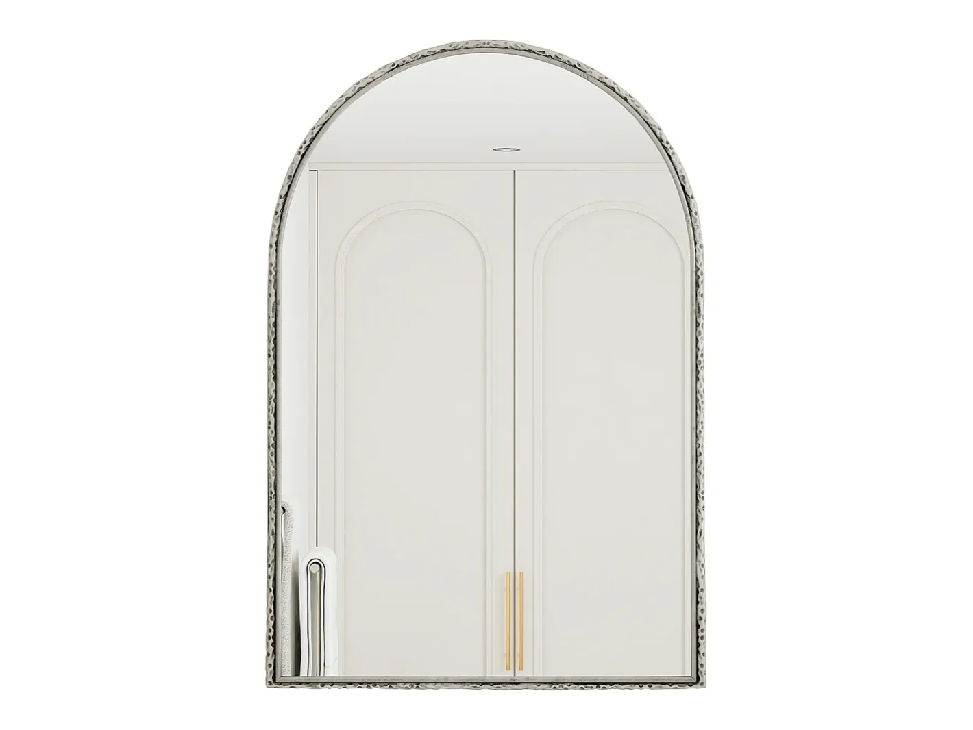 Espejo de pared arqueado con marco de hierro y cristal, color (65 x 2,5 x 91 cm) Plateado Clearance