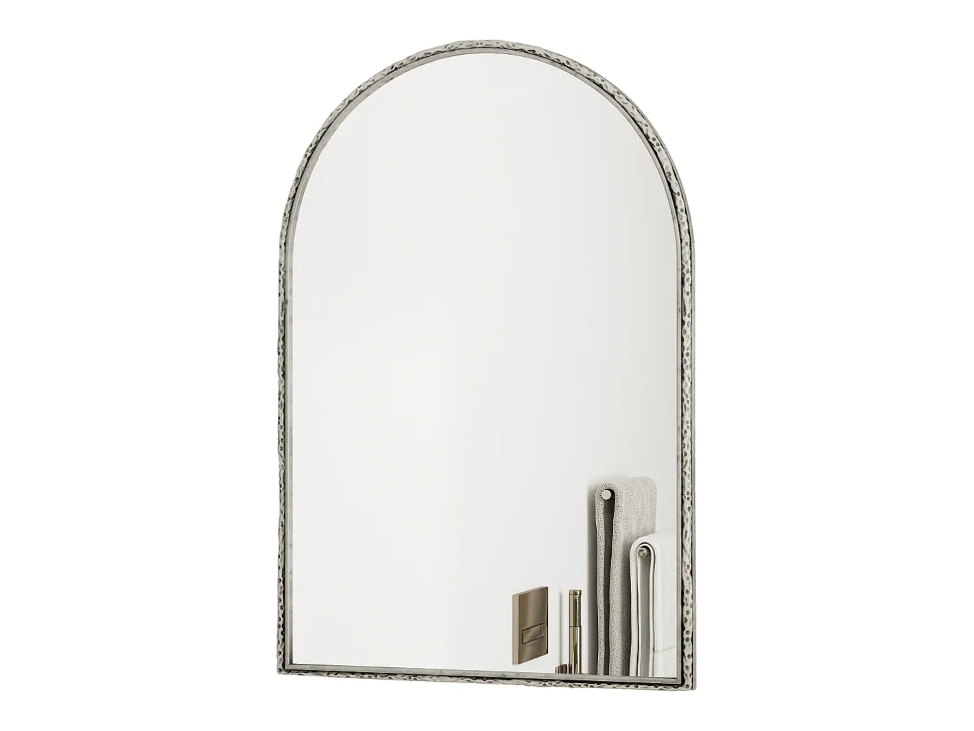 Espejo de pared arqueado con marco de hierro y cristal, color (65 x 2,5 x 91 cm) Plateado Clearance