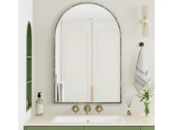 Espejo de pared arqueado con marco de hierro y cristal, color (65 x 2,5 x 91 cm) Plateado Clearance