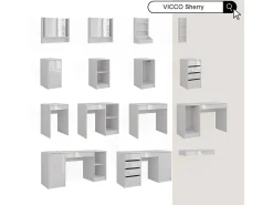 Vicco Espejo-Espejo de pared 80x10x65 sherry Blanco