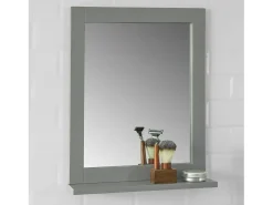 Sobuy Espejo-Espejo de Pared con 1 Estante Espejo de baño Color Oscuro FRG129-SG ES Gris
