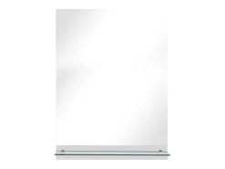 Best Espejo de pared con estante de vidrio templado 30x50 cm ES719096 Plateado