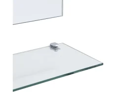 Espejo de pared con estante de vidrio templado 50x60 cm ES321427 Plateado