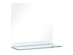 Espejo de pared con estante de vidrio templado 60x60 cm ES578197 Plateado Best