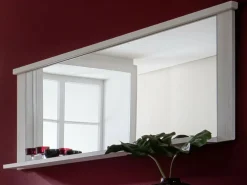 Les Tendances Espejo De Pared|Espejo-Espejo de pared con estante de melamina blanca Aria Blanco