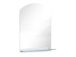 Espejo de pared con estante de vidrio templado 50x70 cm ES920734 Plateado New