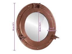 Espejo-Espejo de pared con forma de ojo de buey Ø38 cm aluminio y cristal Marru00f3n