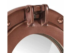 Espejo-Espejo de pared con forma de ojo de buey Ø38 cm aluminio y cristal Marru00f3n