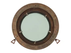 Espejo-Espejo de pared con forma de ojo de buey Ø38 cm aluminio y cristal Marru00f3n
