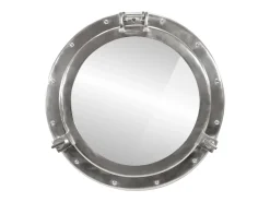 Espejo de pared con forma de ojo de buey Ø50 cm aluminio y cristal Plateado