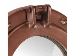 Espejo de pared con forma de ojo de buey Ø30 cm aluminio y cristal Marru00f3n Sale