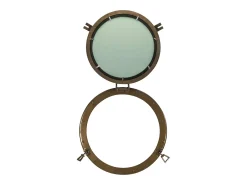 Espejo-Espejo de pared con forma de ojo de buey Ø50 cm aluminio y cristal Marru00f3n
