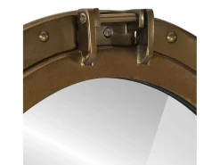 Espejo-Espejo de pared con forma de ojo de buey Ø50 cm aluminio y cristal Marru00f3n