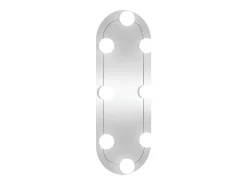 Hot Espejo de pared con luces LED 15x40 cm cristal ovalado Plateado