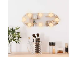 Hot Espejo de pared con luces LED 15x40 cm cristal ovalado Plateado