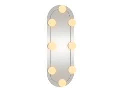 Hot Espejo de pared con luces LED 15x40 cm cristal ovalado Plateado