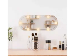 Hot Espejo de pared con luces LED 20x50 cm cristal ovalado Plateado