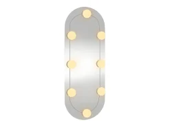 Hot Espejo de pared con luces LED 20x50 cm cristal ovalado Plateado
