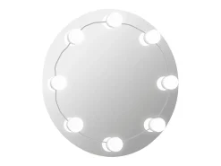 Espejo de pared con luces LED Cristal Redondo Plateado Clearance