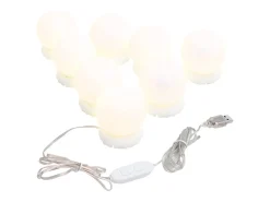 Espejo De Pared|Espejo-Espejo de pared con luces LED Cristal Redondo Plateado