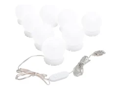Espejo De Pared|Espejo-Espejo de pared con luces LED Cristal Redondo Plateado