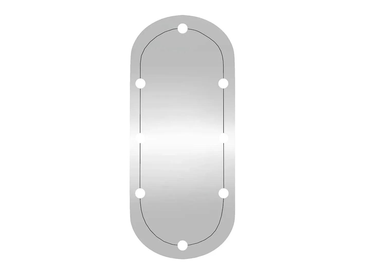 New Espejo de pared con luces LED 45x100 cm cristal ovalado Plateado