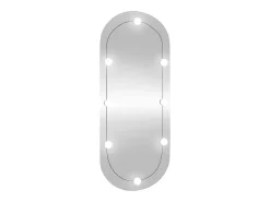 New Espejo de pared con luces LED 45x100 cm cristal ovalado Plateado