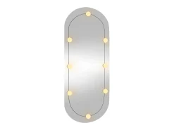 New Espejo de pared con luces LED 45x100 cm cristal ovalado Plateado