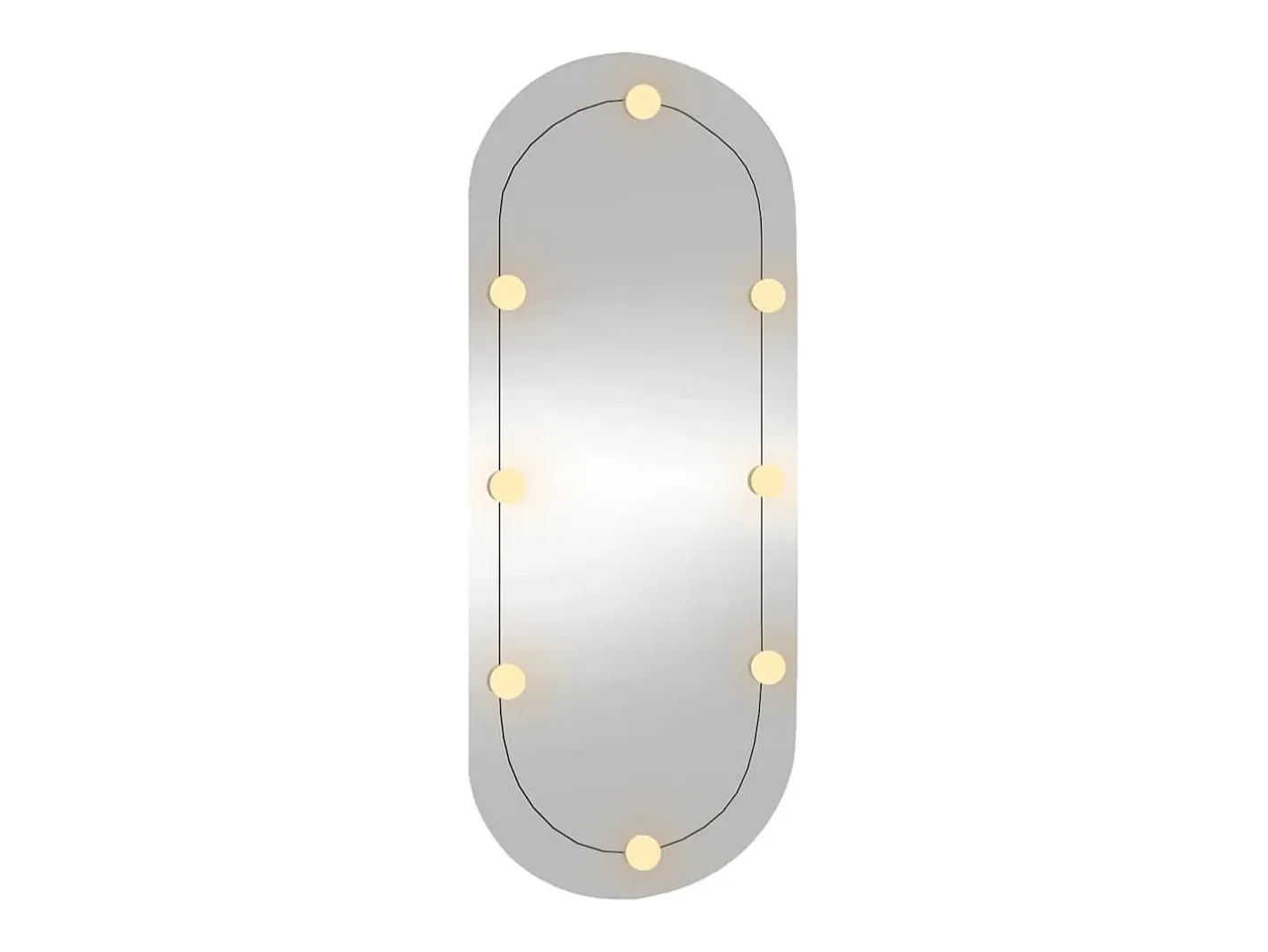 New Espejo de pared con luces LED 45x100 cm cristal ovalado Plateado