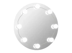 Espejo de pared con luces LED redondo de vidrio ES880948 Plateado Online