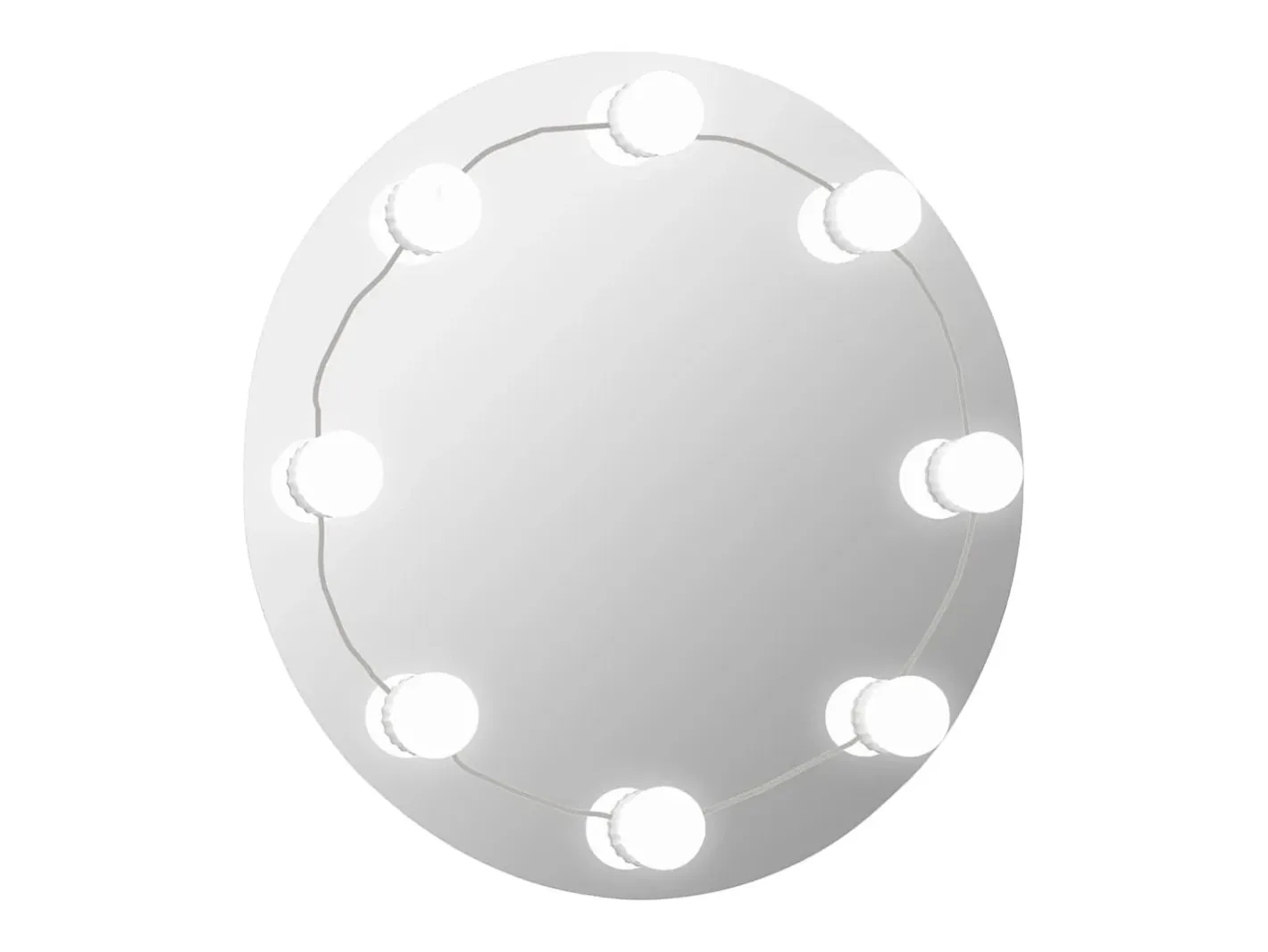 Espejo de pared con luces LED redondo de vidrio ES880948 Plateado Online