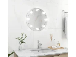Espejo de pared con luces LED redondo de vidrio ES880948 Plateado Online