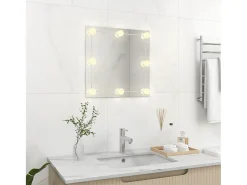 Espejo De Pared|Espejo-Espejo de pared con luces LED cuadrado de vidrio ES480463 Plateado