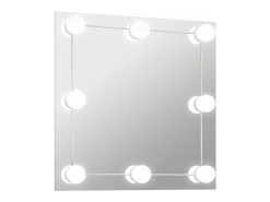 Espejo De Pared|Espejo-Espejo de pared con luces LED cuadrado de vidrio ES480463 Plateado