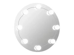 Espejo de pared con luces LED redondo de vidrio ES312264 Plateado Hot