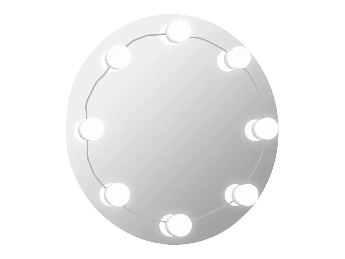 Espejo de pared con luces LED redondo de vidrio ES312264 Plateado Hot