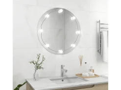 Online Espejo de pared con luces LED redondo de vidrio ES111492 Plateado