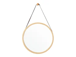 Helloshop26 Espejo De Pared|Espejo-Espejo de pared con marco de bambú 35 cm 03_0007893 Marru00f3n