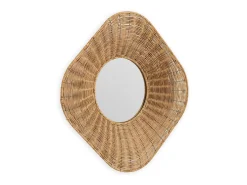Les Tendances Espejo de pared cuadrado PALIA de ratán natural – Ø 102 cm Beige