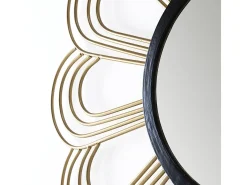 Les Tendances Espejo de pared de diseño SUNA en metal y negro - Ø 81 cm Dorado Best