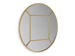 Discount Les Tendances Espejo de pared de diseño redondo KALY en metal - Ø 73 cm Dorado
