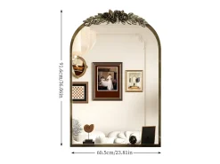 Fativo Espejo de pared para decoración de sala de estar - 60,5 x 5 x 91,6 cm, espejo de arco vintage para baño, chimenea, entrada 91,6 x 60,5 cm Dorado Clearance