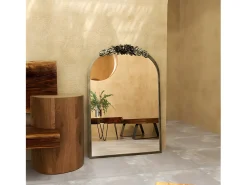 Fativo Espejo de pared para decoración de sala de estar - 60,5 x 5 x 91,6 cm, espejo de arco vintage para baño, chimenea, entrada 91,6 x 60,5 cm Dorado Clearance