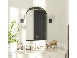 Fativo Espejo de pared para decoración de sala de estar - 60,5 x 5 x 91,6 cm, espejo de arco vintage para baño, chimenea, entrada 91,6 x 60,5 cm Dorado Clearance