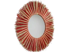 THINIA HOME Espejo de Pared en Algas Marinas Redondo Meer Ø76cm Rojo