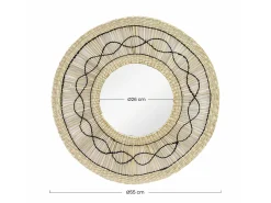 THINIA HOME Espejo De Pared|Espejo-Espejo de Pared en Algas Marinas Redondo Bask Natural Ø55cm Beige